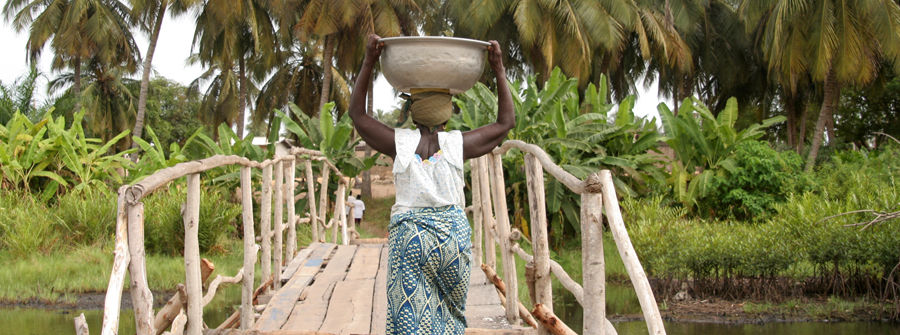 Woman carrying water on her head